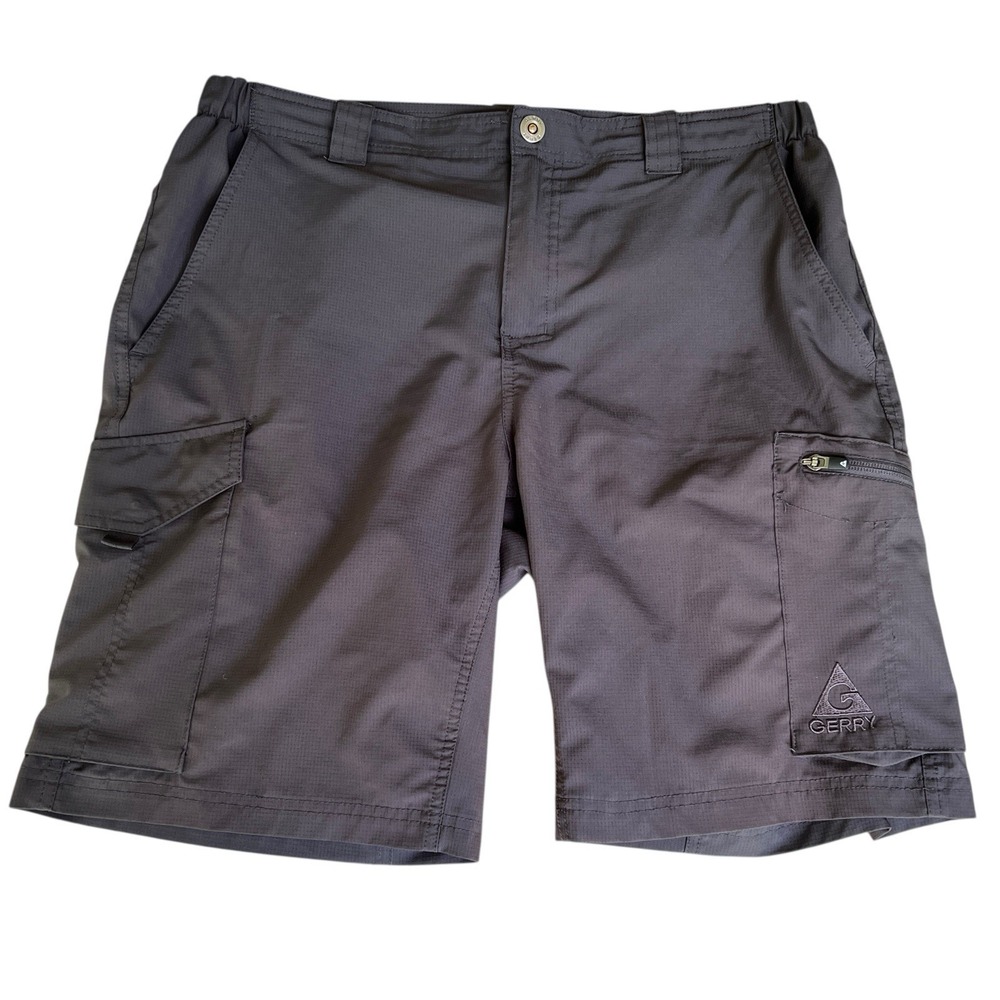 Gerry Cargo Shorts Mens 34 Gray Lightweight Pockets Quick Dry‎ Elastic Waist